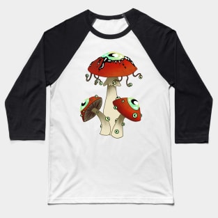 Dreamcore Mushrooms with eyes. Spooky red and green. Baseball T-Shirt